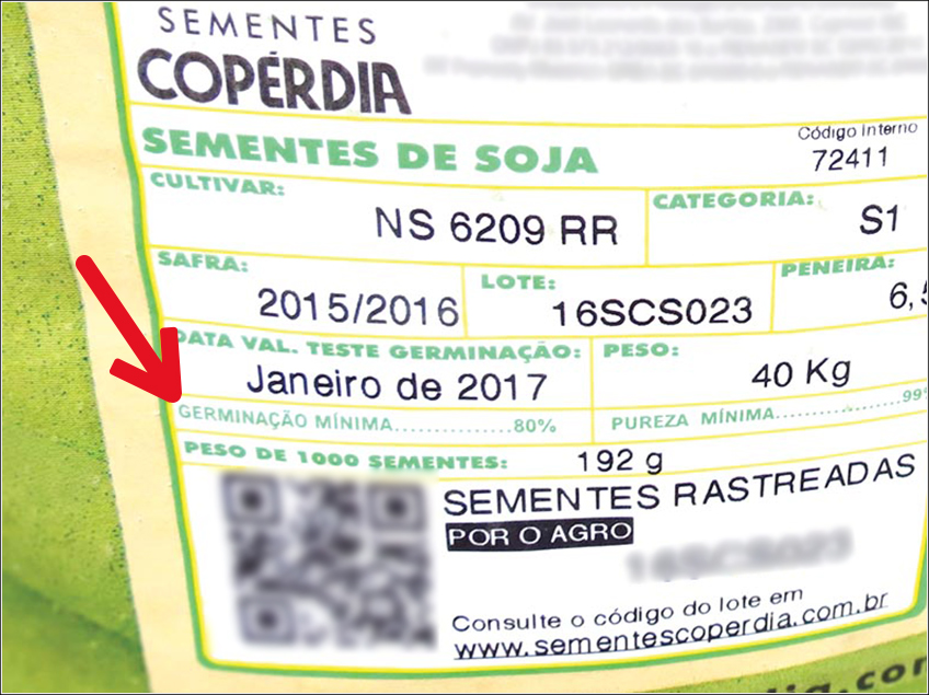 Germinação Mínima da Semente de Soja no Rótulo